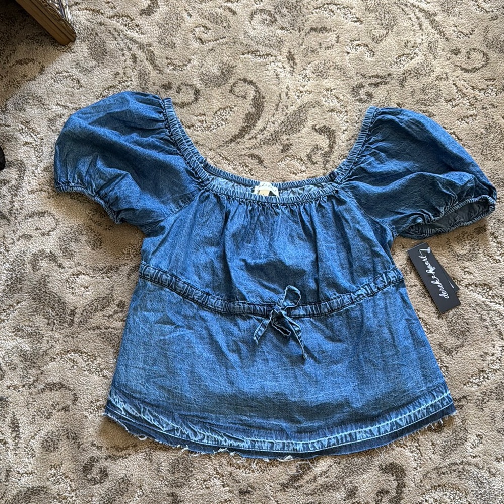 Blue Denim Off-Shoulder Top